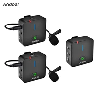 andoer mx5 2 4g wireless recording microphone system with clip on lavalier mics 50m for smartphone dslr camera dv vlog video