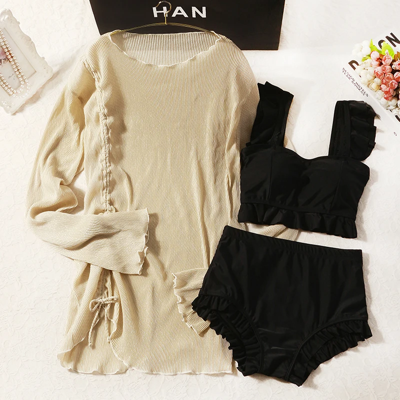 

Женский сексуальный комплект из трех предметов, купальный костюм, купальник горячей весны, пляжные платья с защитой от солнечных ожогов, ст...