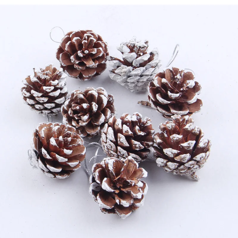 9 шт./компл. Рождественская елка орнамент Висячие шары сосновые орехи Pinecone Рождество Новогоднее украшение изделия C1413 b