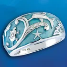 кольца 2021 тренд кольца кольцо женское парные кольца обручальные кольца Женское кольцо с голубым дельфином, обручальное кольцо с черепахой