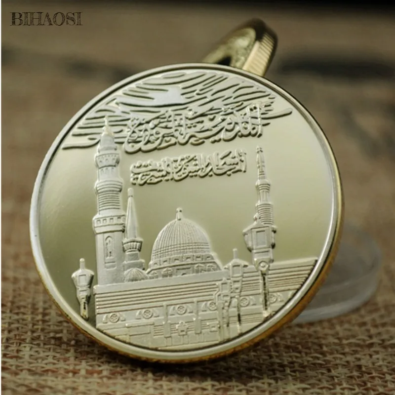 World Ramadan blessing commemorative coin 999 gold plated relief Taiji Fengshui Commemorative Medal metal badge collection | Дом и сад
