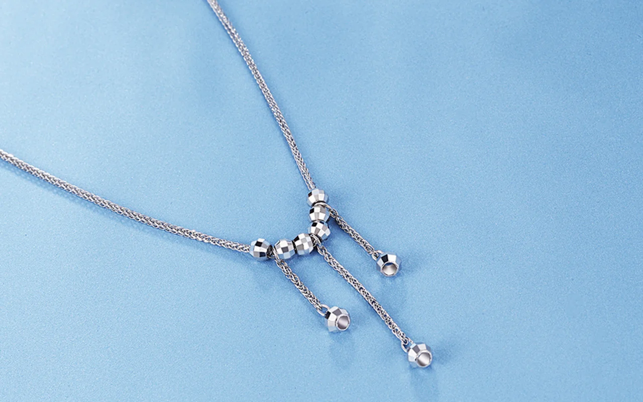 Цепочка с подвеской шариком Glitzy PT950 комплект из платины белого однотонного