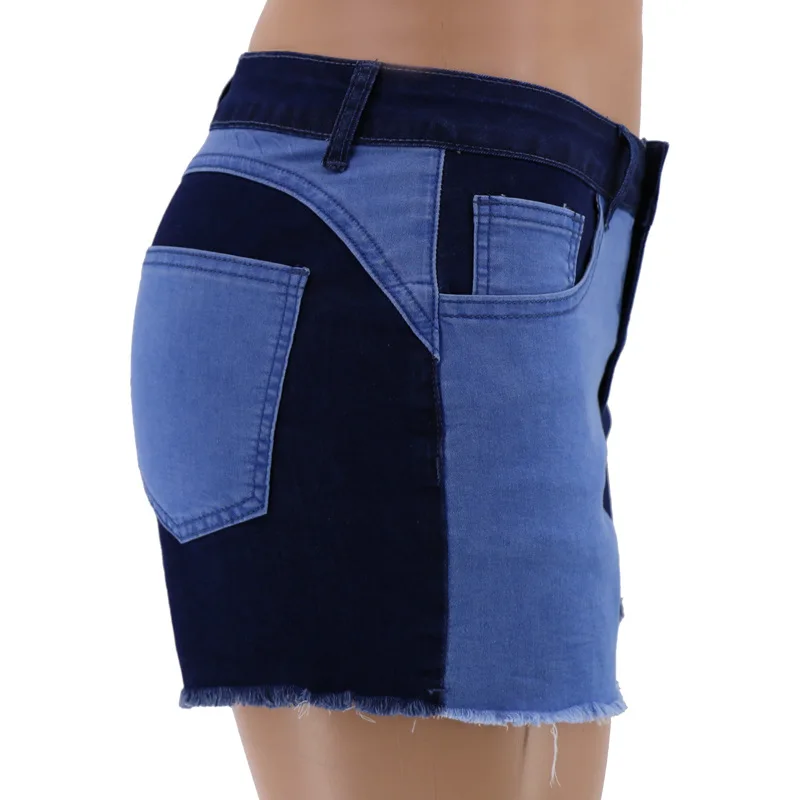 

2021 Summer Streetwear Vintage Patchwork Cotton Tassel Sexy Denim Shorts Women High Waist Pockets Jean Shorts