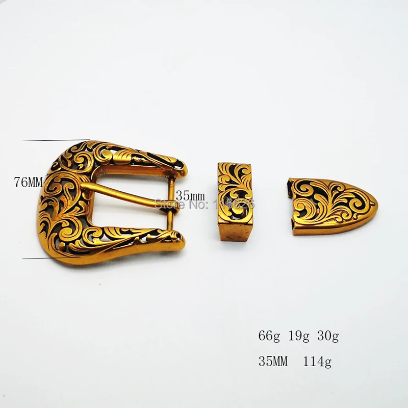 Пряжка для ремня из кожи золотистого цвета 3 шт./компл. с Цветочным Тиснением
