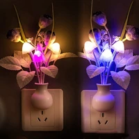 useu plug night light 7 color changing light sensor led night lights flower mushroom lamp bedroom babyroom lamps for kids gifts