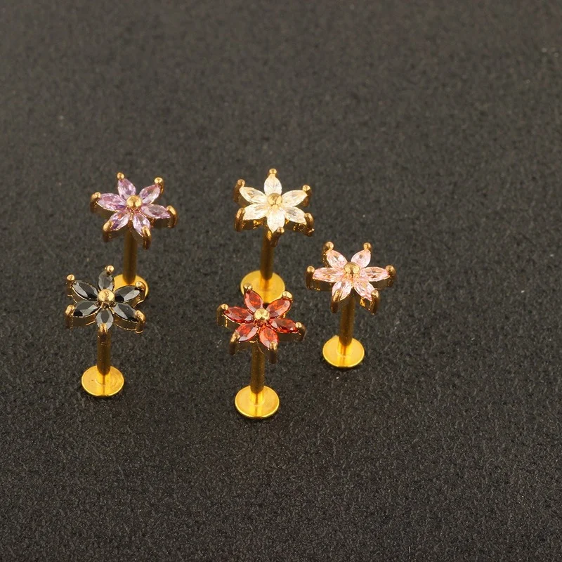 Женские пирсинг для губ Goth из нержавеющей стали розовые стразы пикантные