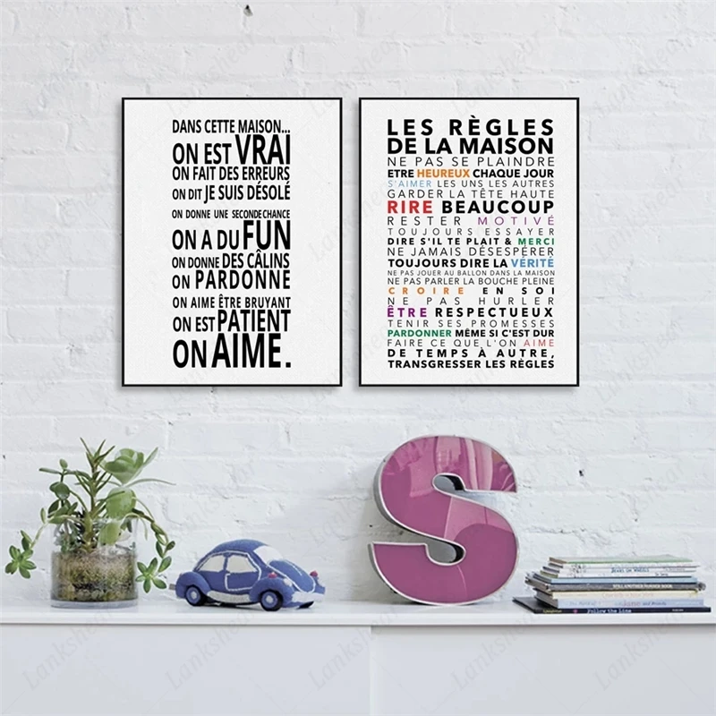 

French House Rules Quote Canvas Art Print Poster Wall Decor Dans Cette Maison Hd Canvas Painting for Living Room Home Decoration