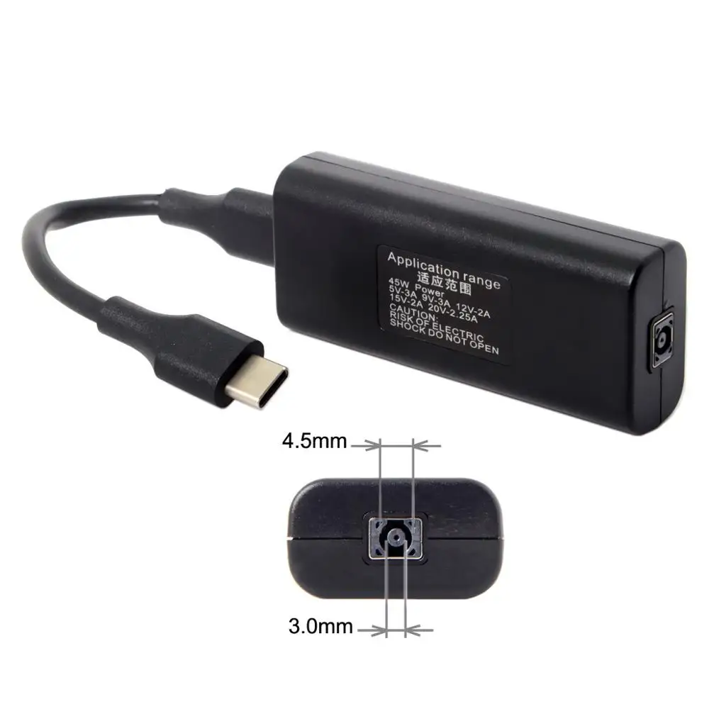 

DC 4.5*3.0mm Jack Input to USB-C Type-C Power Plug Charge Cable 45w for Macbook Laptop Phone