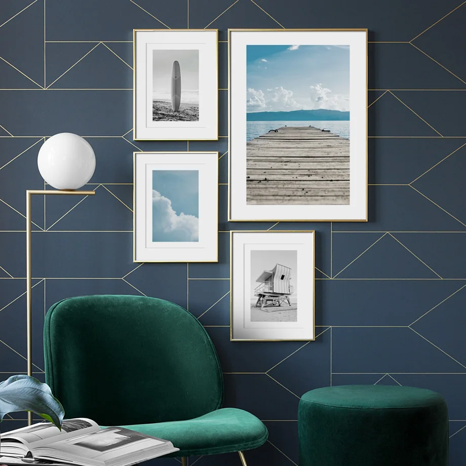 

Surfboard Beach House Sky Seaside Bridge Wall Art Print paper Canvas Painting Nordic Poster Home Decor Pictures For Living Room