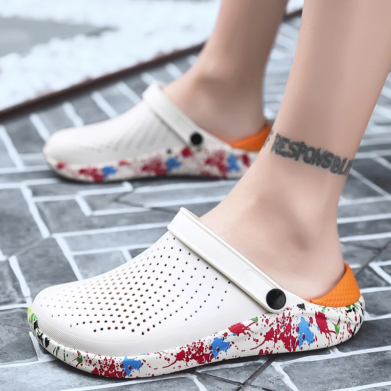 Crocse Crocks/мужские сандалии для бассейна; летняя Уличная обувь для пляжа; мужские садовые Сабо без застежек; Повседневная водонепроницаемая обувь для душа; Crock