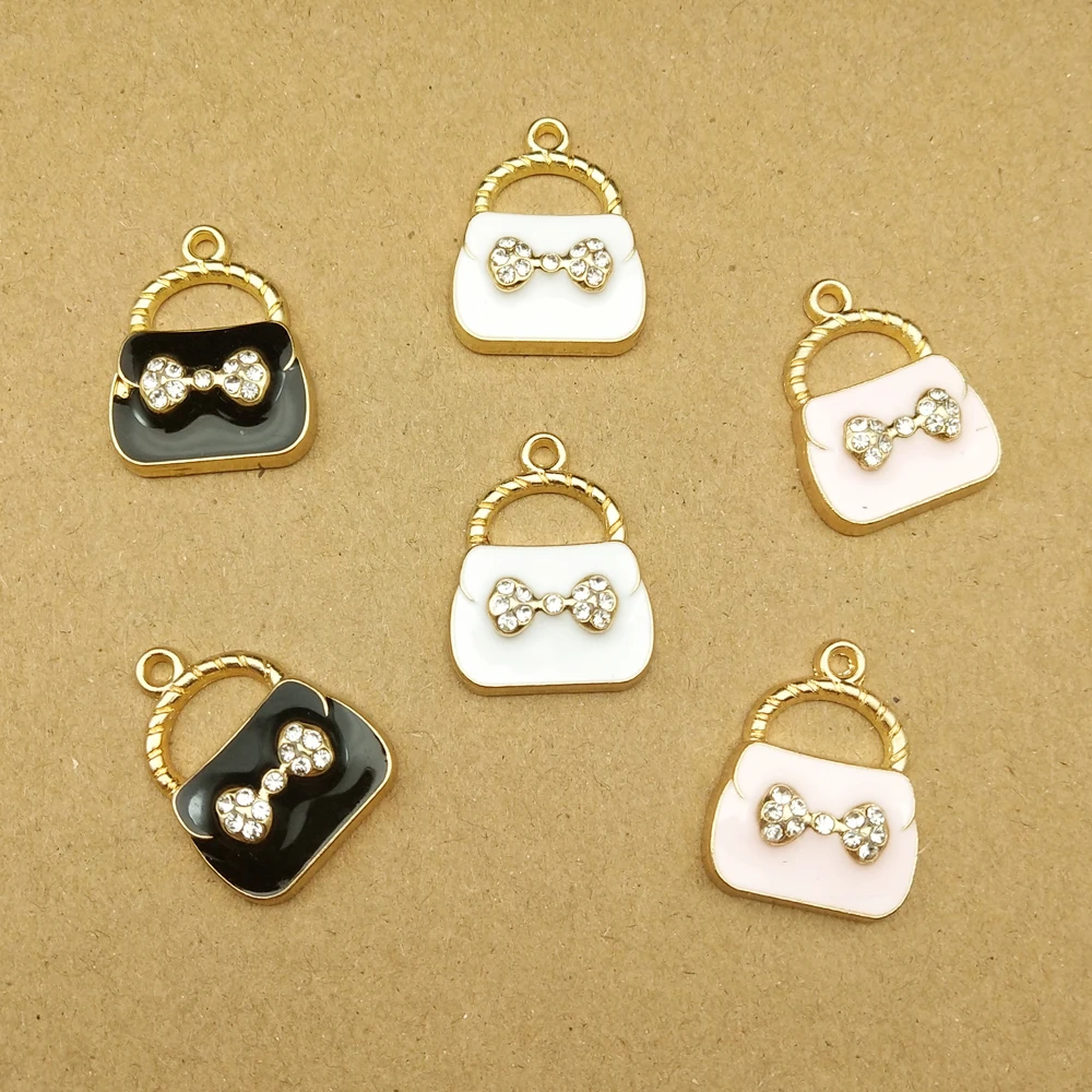 

10pcs 17x23mm enamel handbag charm for jewelry making and crafting fashion earring pendant necklace bracelet charm
