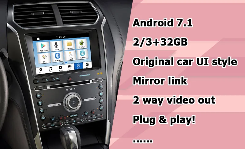 Android gps навигационная коробка для Ford Explorer и т. д. видео интерфейс синхронизации 3 Зеркало Ссылка Carplay четырехъядерный youtube waze gps Яндекс