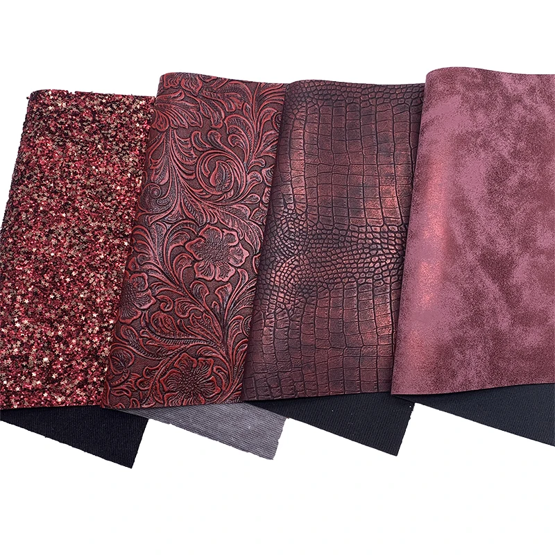 Набор из 4 штук бронзовых звезд с блестками на виниловой ткани, сочетающейся с металлической фальшкожей крокодила для изготовления ленточек и сережек своими руками, 21х29 см, арт. Q158.