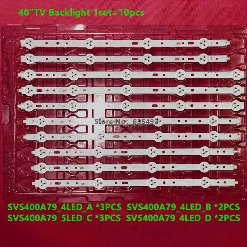 

100% New LED backlight 4leds/5leds ABCD type for Sam sung SVS400A73 40D1333B 40L1333B 40PFL3208T LTA400HM23 SVS400A79 40inch TV