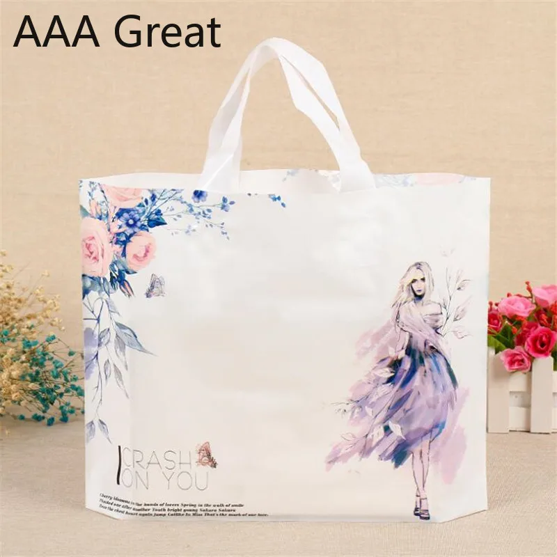 100 шт./лот сумки для покупок пластиковые пакеты супермаркета с ручкой упаковки