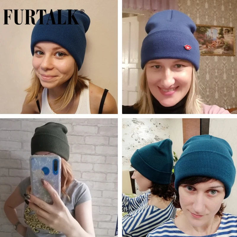FURTALK Зимняя Шапка Женская и Мужская Кепка и Влюбленная Бини Вязаная Шляпа Зимний Вязаный Бини Шапки Женские для Девочек Головные Уборы для Женщин