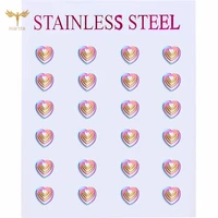fgifter lovers jewelry heart stud earrings colorful steel stud earring wholesale romantic anniversary gift