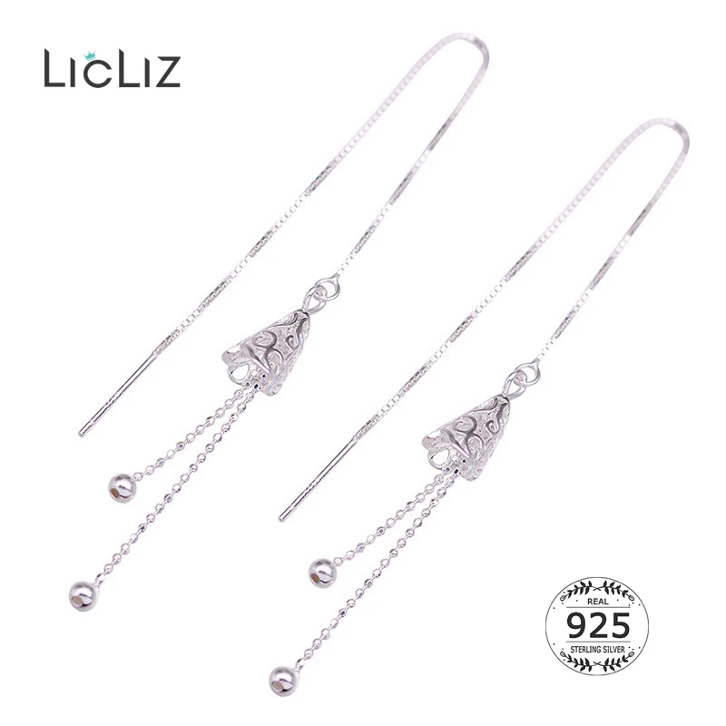 Серьги-подвески женские из серебра 925 пробы, с полыми звеньями, LE0711