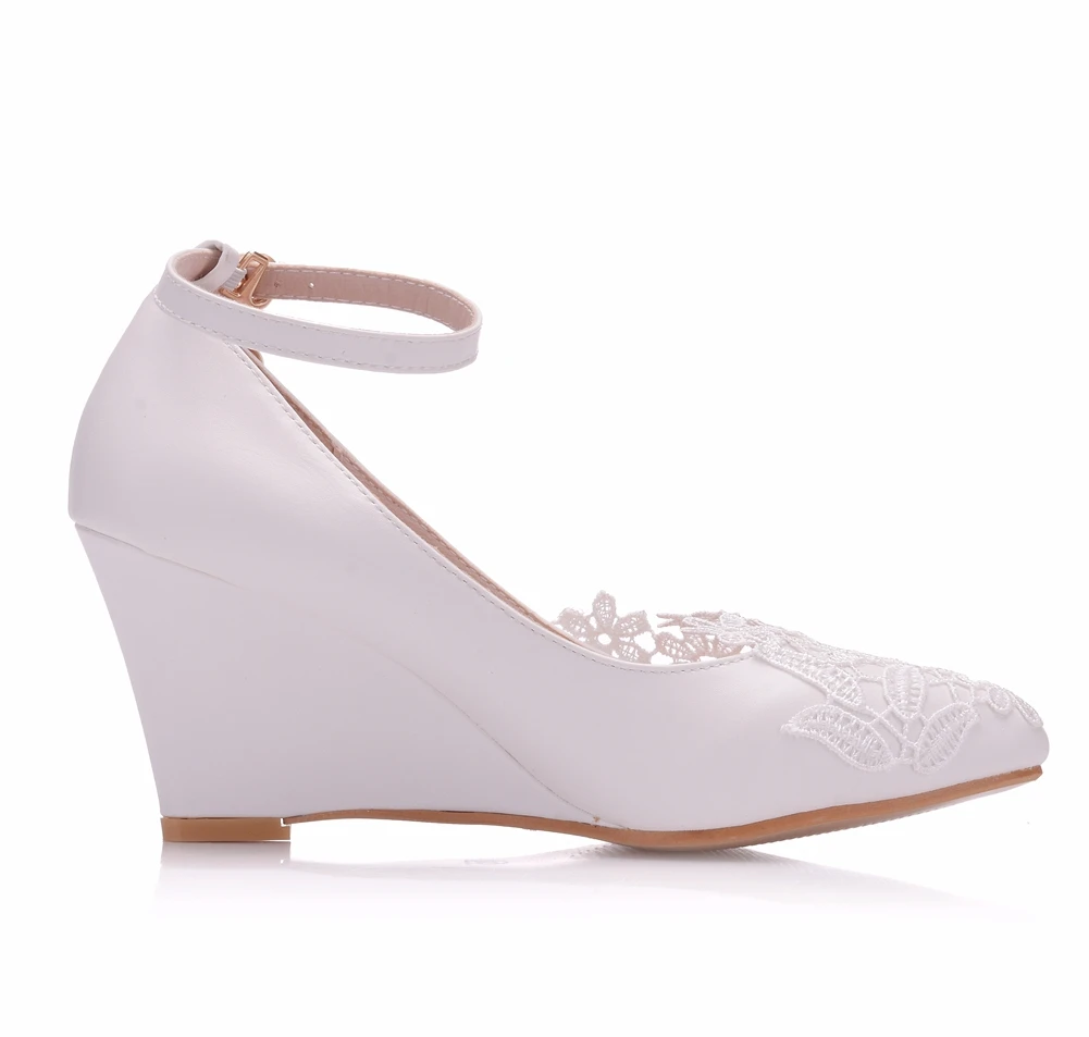 Женские свадебные туфли украшенные кристаллами на танкетке 8 см|wedding shoes bride|shoe