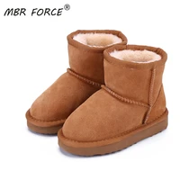 mbr force snow boots genuine leather 2020 boots for girls boys winter warm childrens shoes plush fur botas kids