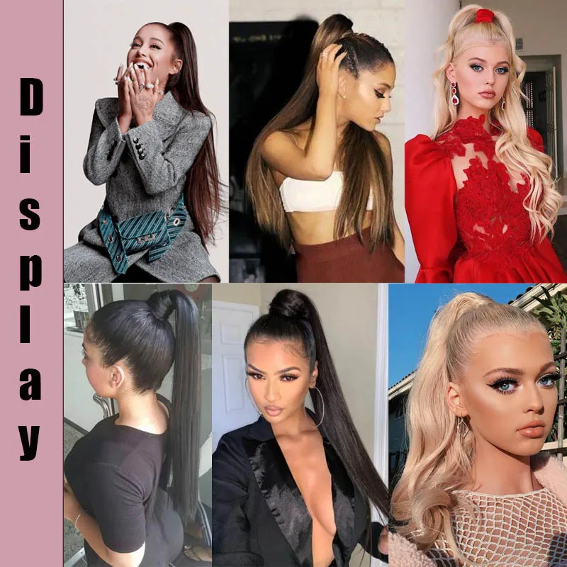 Ailiade 24 дюйма длинные прямые заколки для волос хвост накладные волосы конский