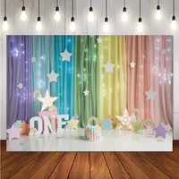 laeacco 1st birthday party colorful curtain fantasy glliter star baby backdrop photoshoot photography background photo studio