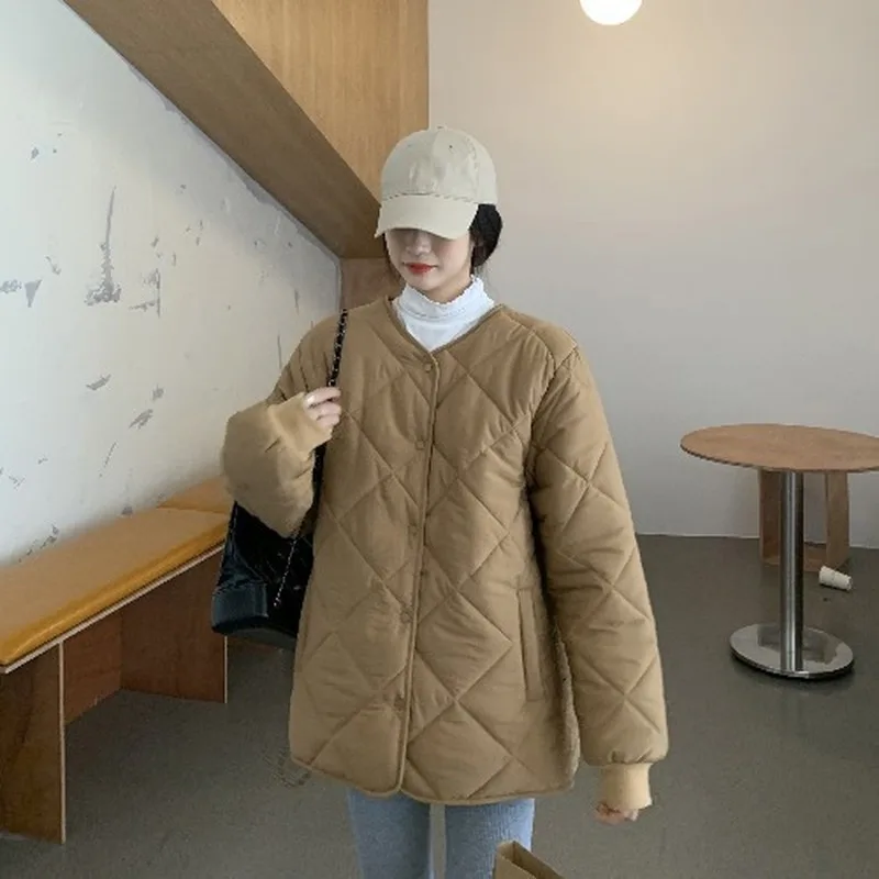 

2021 new office fashion casual winter windbreaker coat women's warm loose cotton coat long sleeve coat high quality