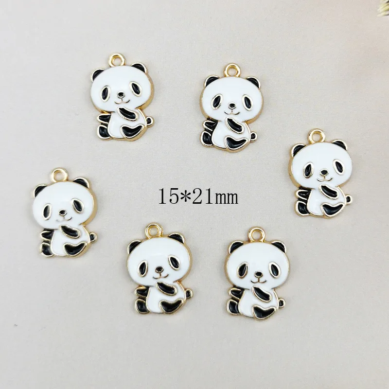 Металлические подвески с эмалью в виде милой панды 10 цветов 15 х21 мм для