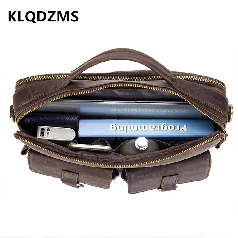 KLQDZMS Men's Briefcase Men's Leather Bags Business Briefcase Fashion Men's Messenger Bag Office Business Handbag Laptop Bag