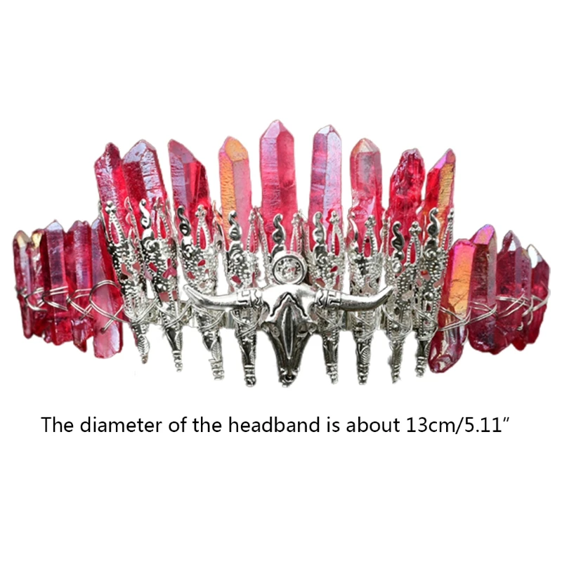 

Quartz Headband Natural Raw Crystal Head Loop Natural Raw Matter Rainbow Stone Crown Boho-style Rhinestone Tiara