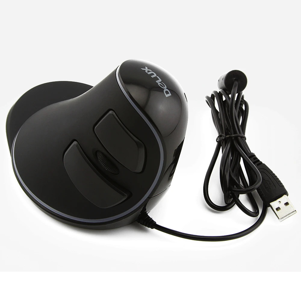 Вертикальная игровая мышь Delux M618 1600DPI эргономичная оптическая для ноутбука с