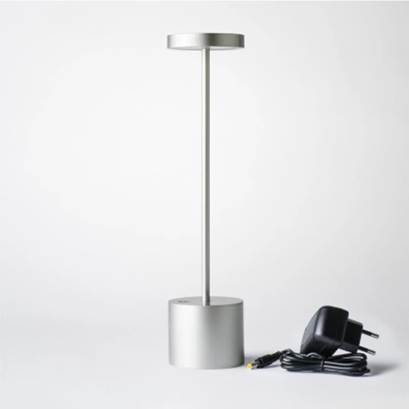 Silver JLAPRIRA благородная алюминиевая Беспроводная настольная лампа для ресторана современная гостиничная энергосберегающая Usb перезаряжаемая Светодиодная настольная лампа для ужина - Цвет абажура: Silver
