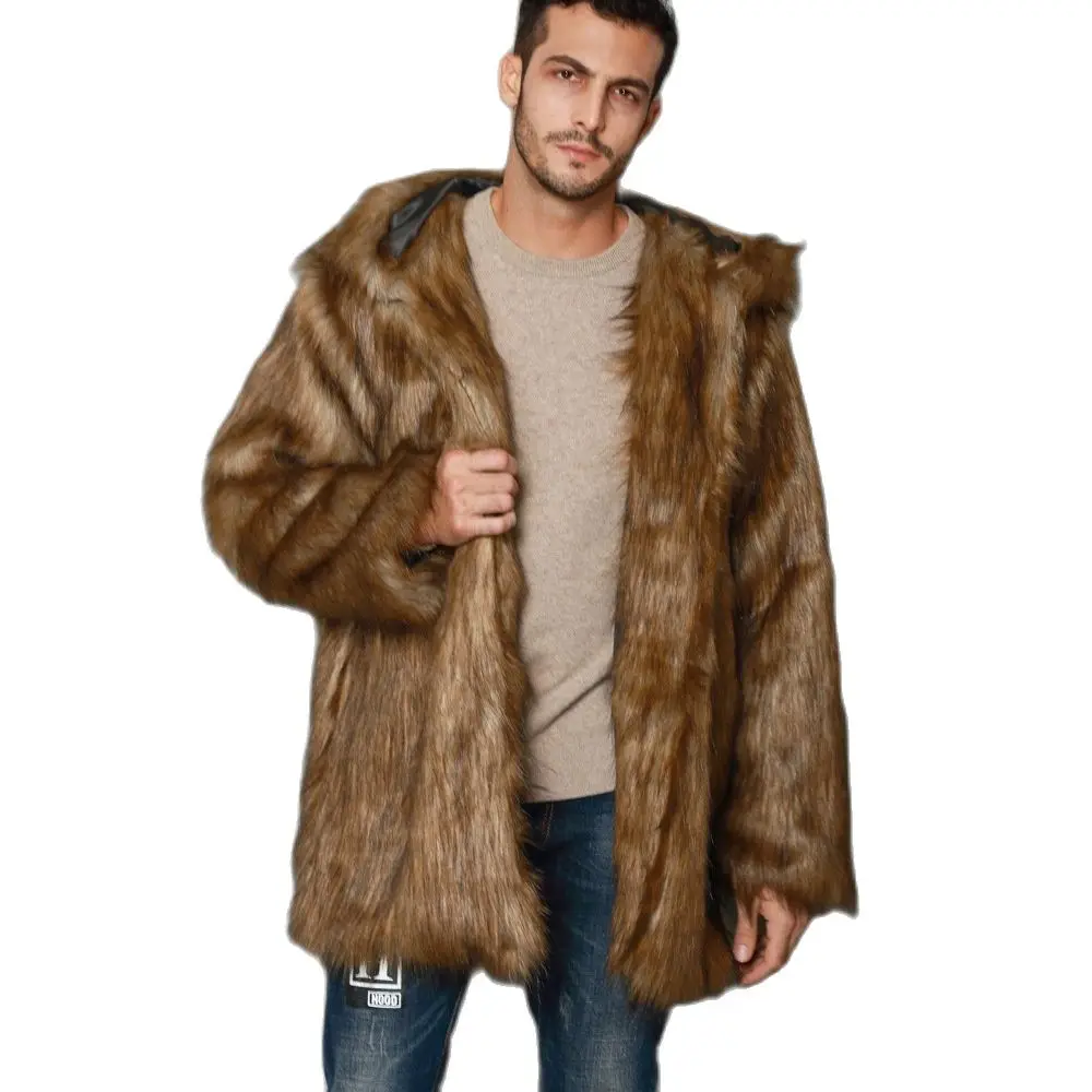 

Новая модная осенне-зимняя одежда F0283, Мужская одежда, длинное пальто из искусственного меха, имитирующее кожу