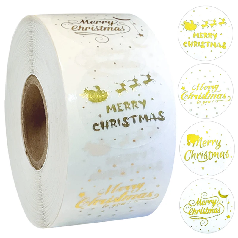 

500 шт., наклейки с надписью «Merry Christmas», 1 дюйм