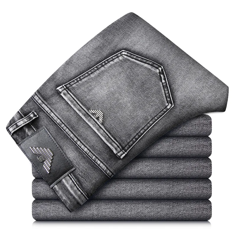 

Elastic men's jeans men's spring and autumn business straight fit Korean versatile casual pants