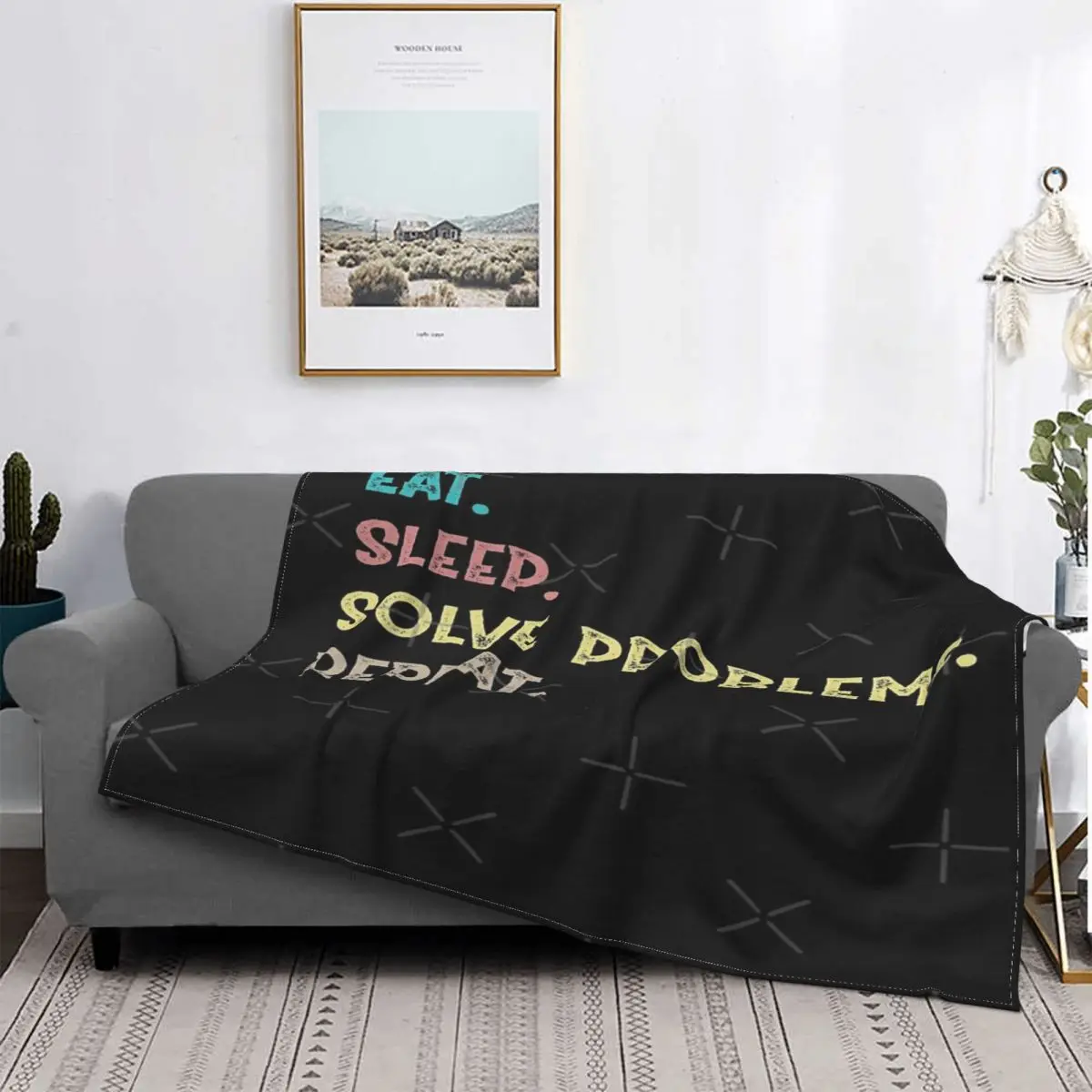 

Eat Sleep Solve Problems Repeat Blanket Bedspread Bed Plaid Plaid Towel Blanket Plaid Blankets Children'S Blanket