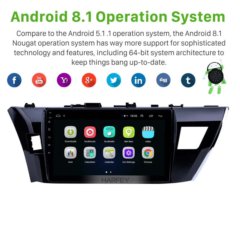 Harfey HD 10 1 &quotсенсорный экран радио GPS навигационная система Android 8 для 2013 2014 2015 Toyota