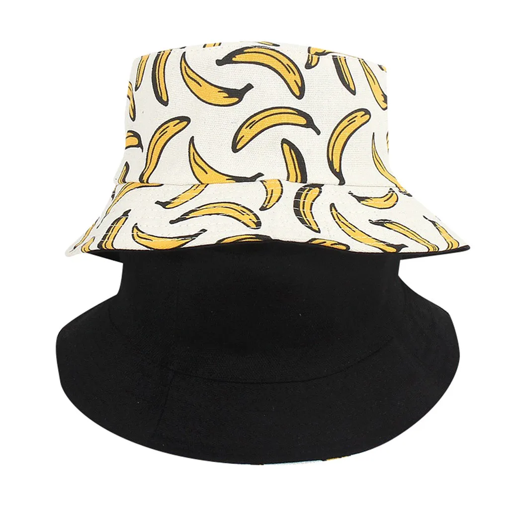 

Unisex Adult Double Sided Wear Banana Fisherman Hat Sunscreen Outdoors Cap Banana Embroidered Travel 2020 New