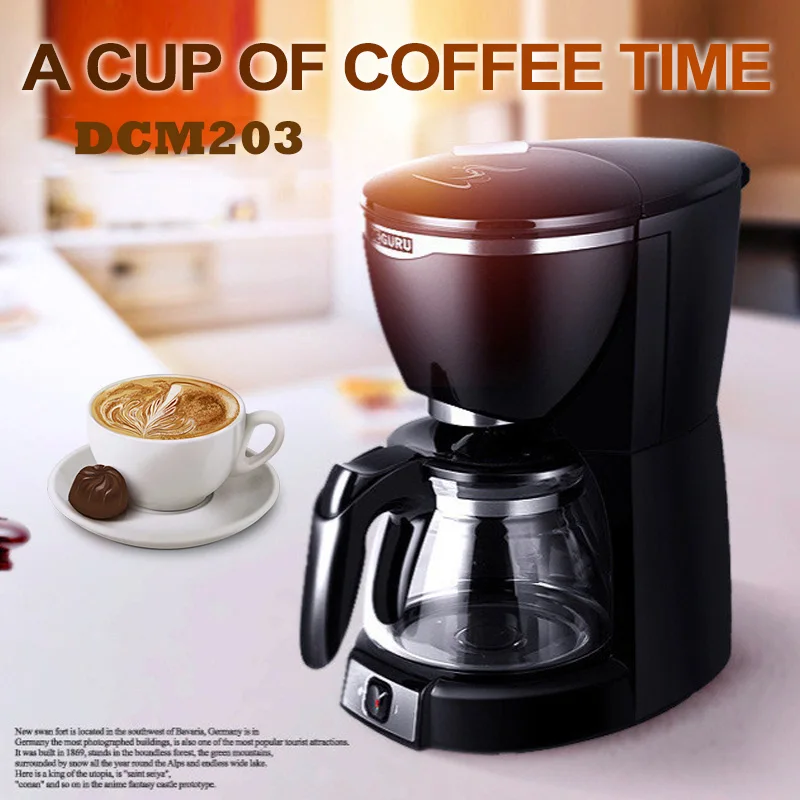

DCM203 Drip Type Coffee Machine Household Office Portable 220V 1250ML Capacity Coffee Maker 1000W Fast American Cafe