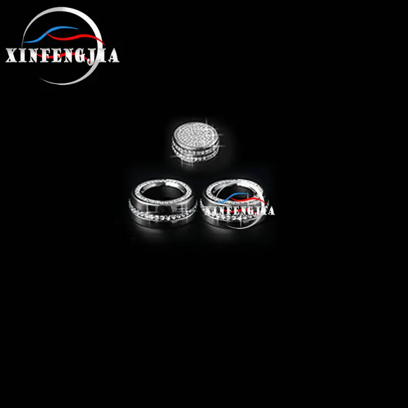 

For Audi A3 15-17 3x Crystal Style Front Center AC Switch Ring Cover Trim