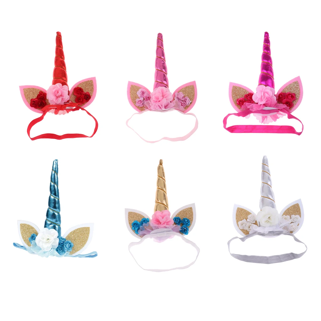 

Blesiya Flower Unicorn Hairband Ribbon Kids Hair Accessories
