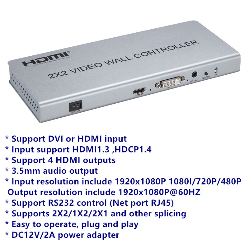 Настенный адаптер для видеоконтроллера 2x2 HDMI DVI настенный переключатель ТВ с ЖК