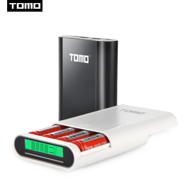 

TOMO S4 18650 charger powerbank case lithium battery storage diy box LCD display Type C 3 USB input ports