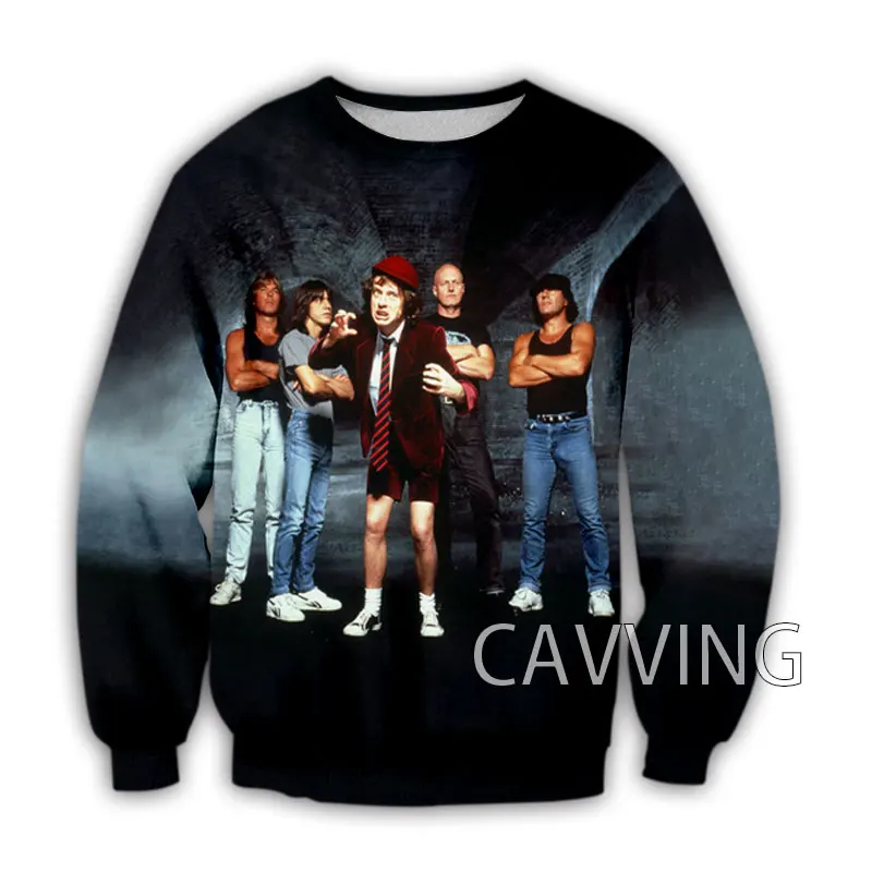 Свитшот для мужчин и женщин Модный свитшот с 3D-принтом рок-группы AC DC круглым