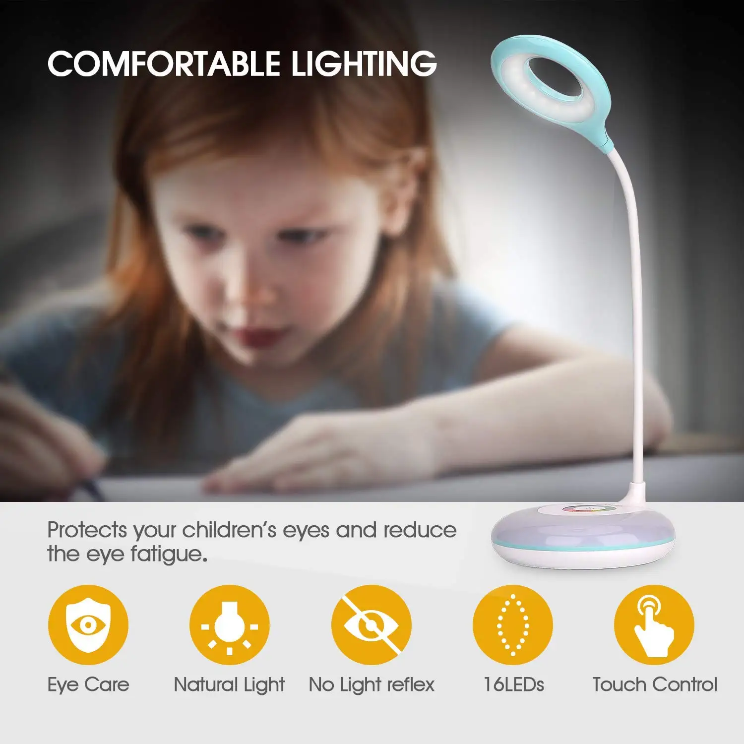 LED Touch Dimmable Reading Table Lamp Base Color Changing USB Rechargeable Desk For Study Bedroom Living Room | Лампы и освещение