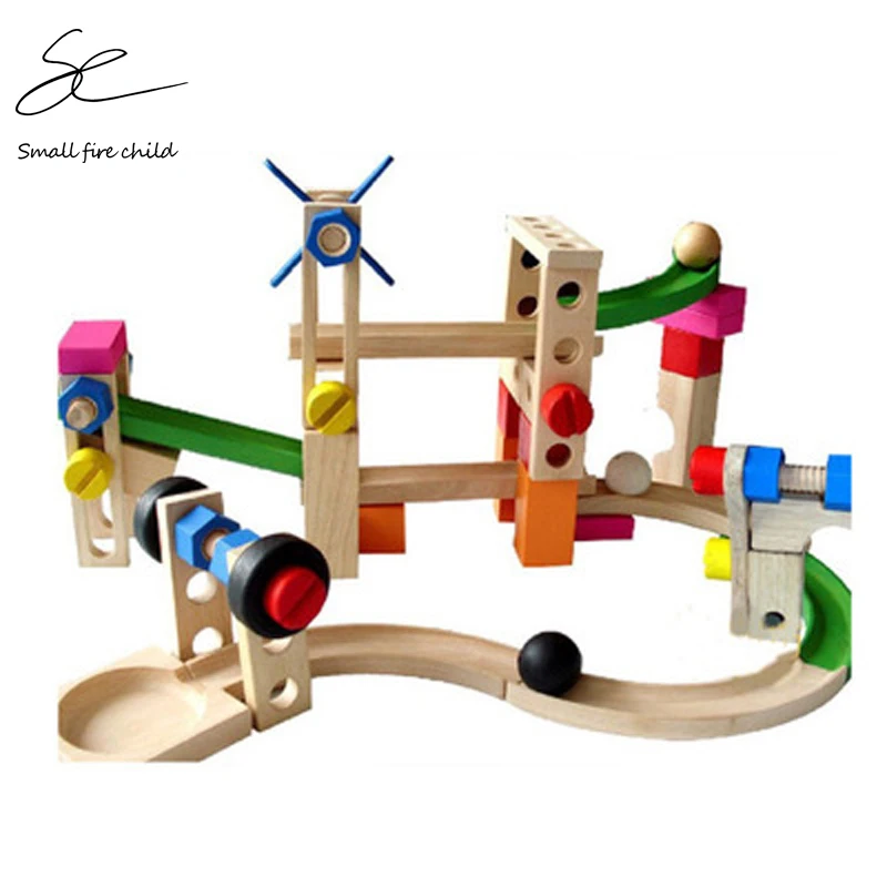 

Wooden Children's Educational Nut Disassembly Combination Wooden Assembled Roller Coaster Traffic Track Building Blocks Toys