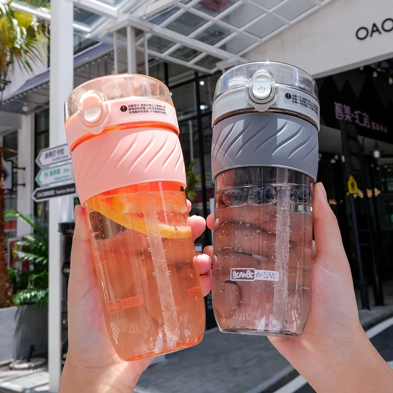 

New Anti Scalding Dual Purpose Milk Tea Water Bottle Fashion Student With Straw Sports Bottles Plastic Space Bottle Kettle