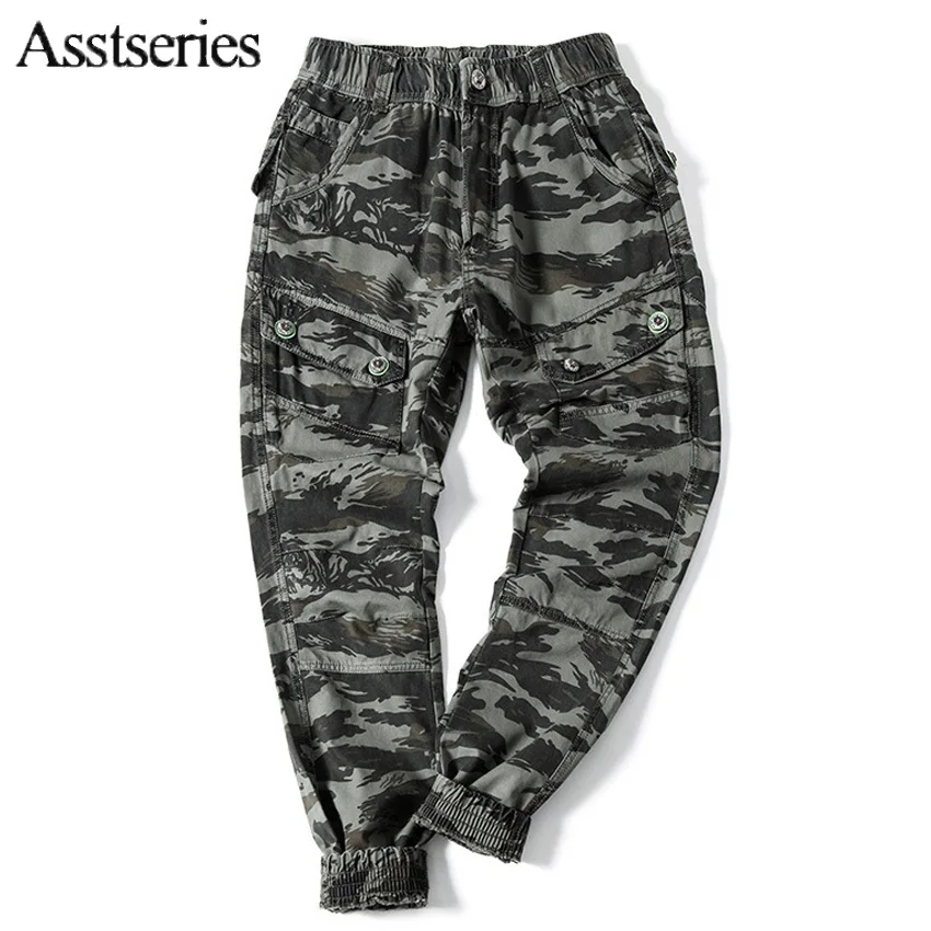 

New arrive fashion men slim military style casual pants Camouflage military multi-pocket skinny zipper army overalls 85zr