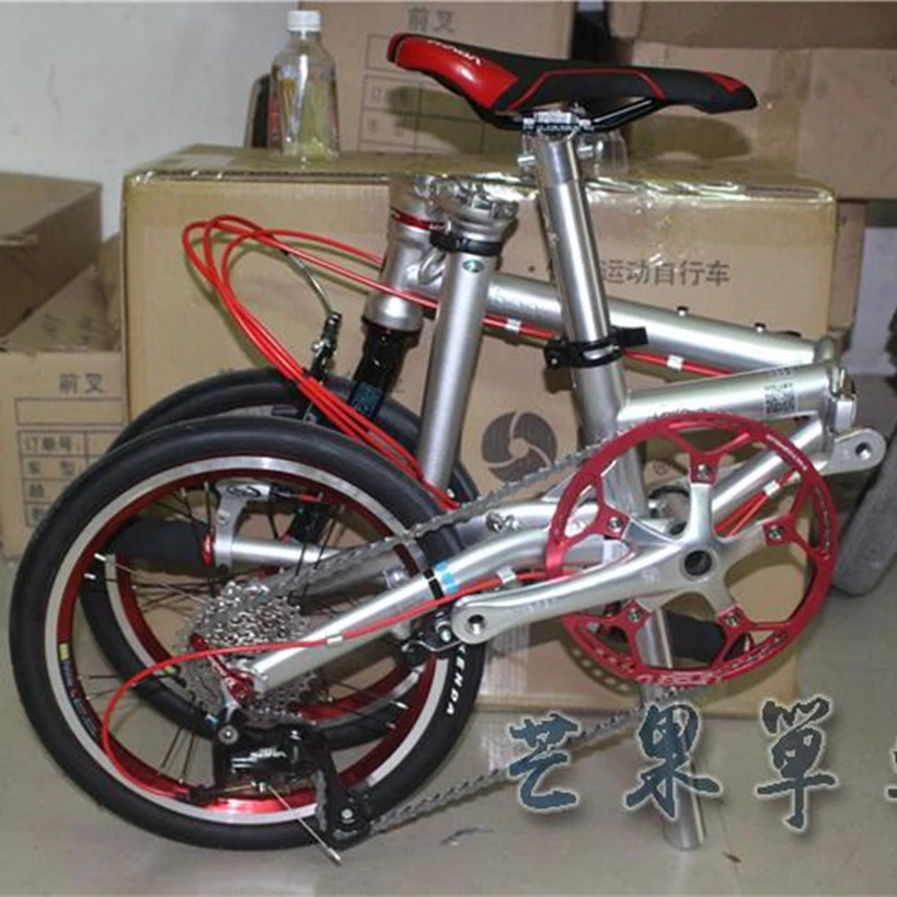 Складной велосипед Fnhon мини 16 дюймов из нержавеющей стали с 9 скоростями v