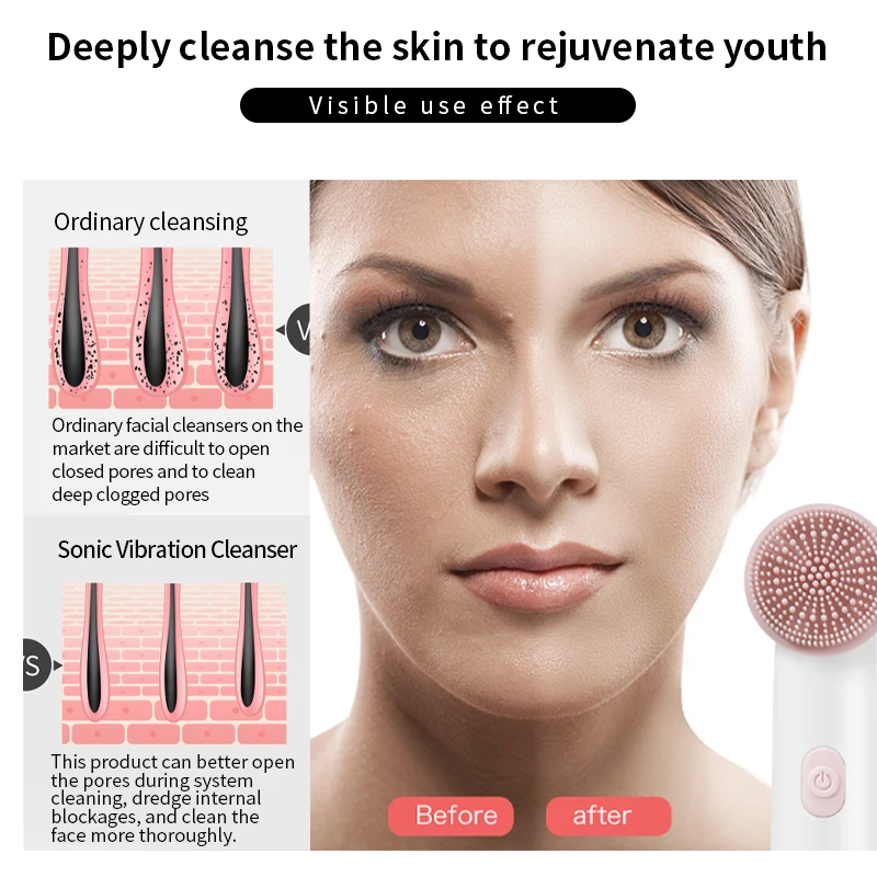 2 в 1 электрические щетки для чистки лица массажер силиконовая перезаряжаемая